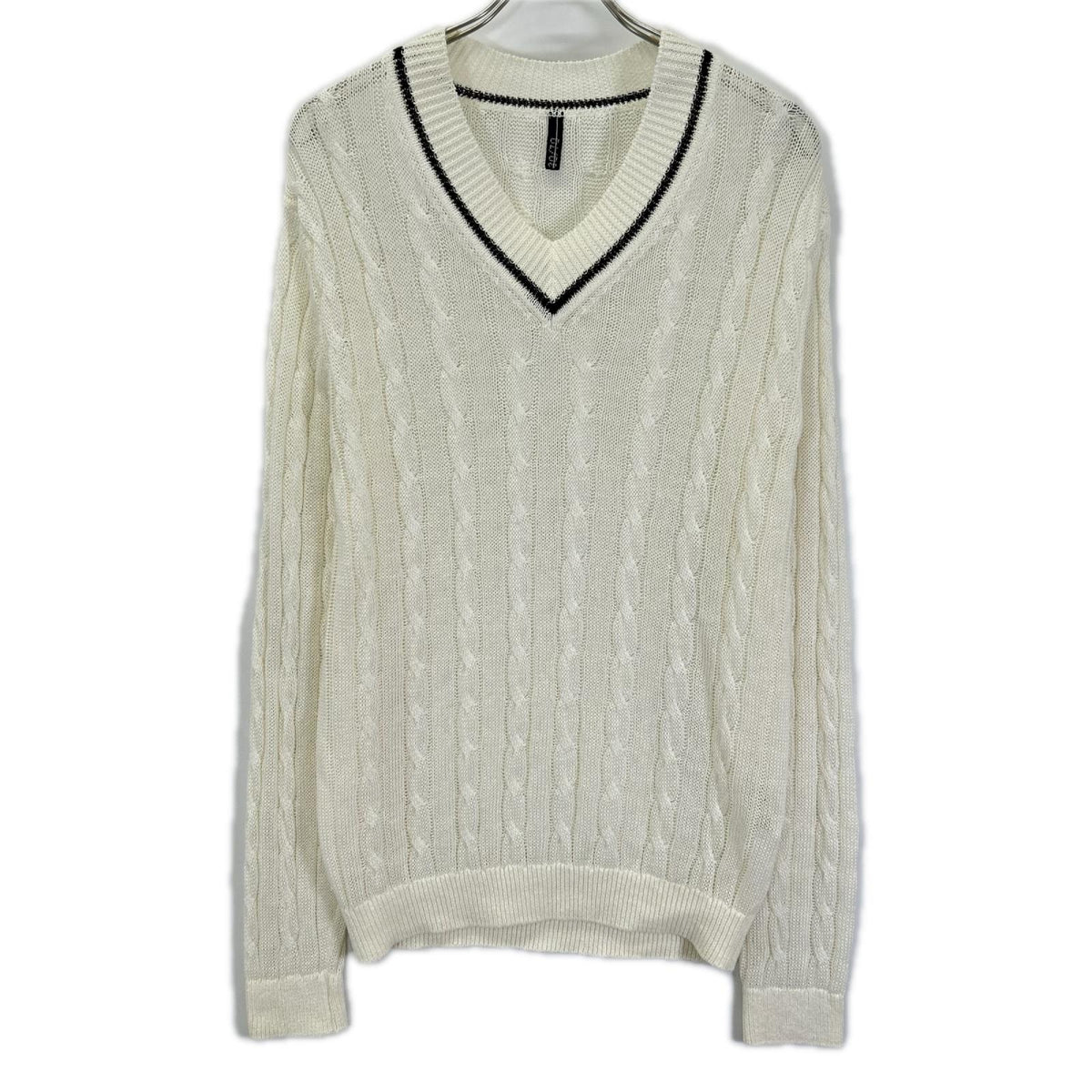 trenta settanta 30/70 Linen V-Neck Knit White/Black