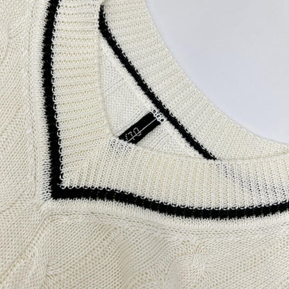 trenta settanta 30/70 Linen V-Neck Knit White/Black