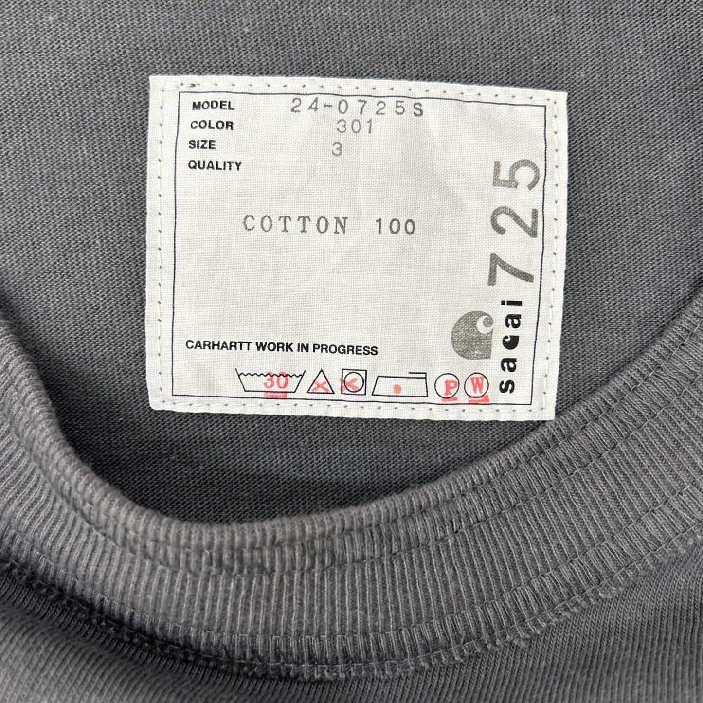 sacai 24-0725S x Carhartt WIP Grey Collab Size 3