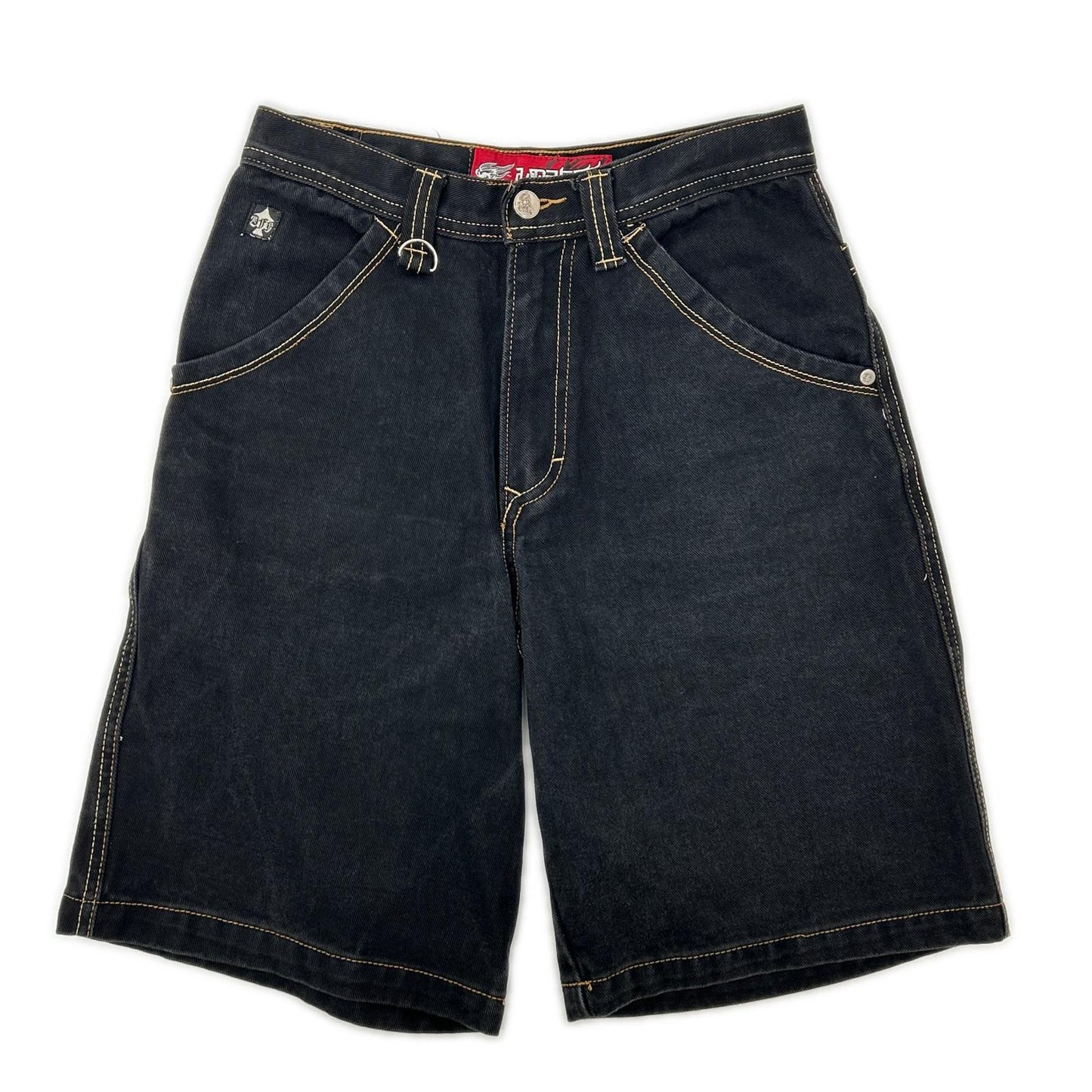 JNCO JEANS 90s Baggy FLAMEHEAD Denim Shorts Black Size 12