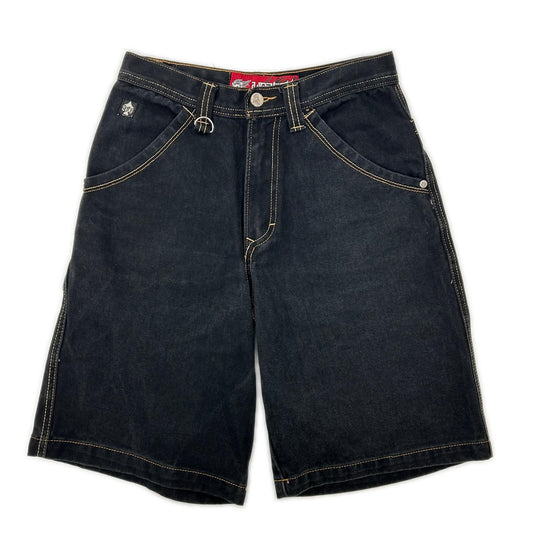JNCO JEANS 90s Baggy FLAMEHEAD Denim Shorts Black Size 12