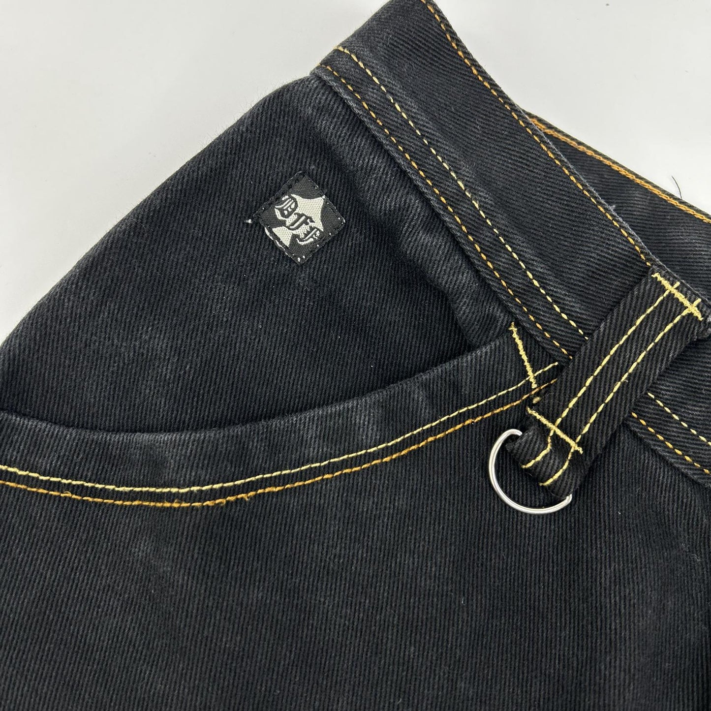 JNCO JEANS 90s Baggy FLAMEHEAD Denim Shorts Black Size 12