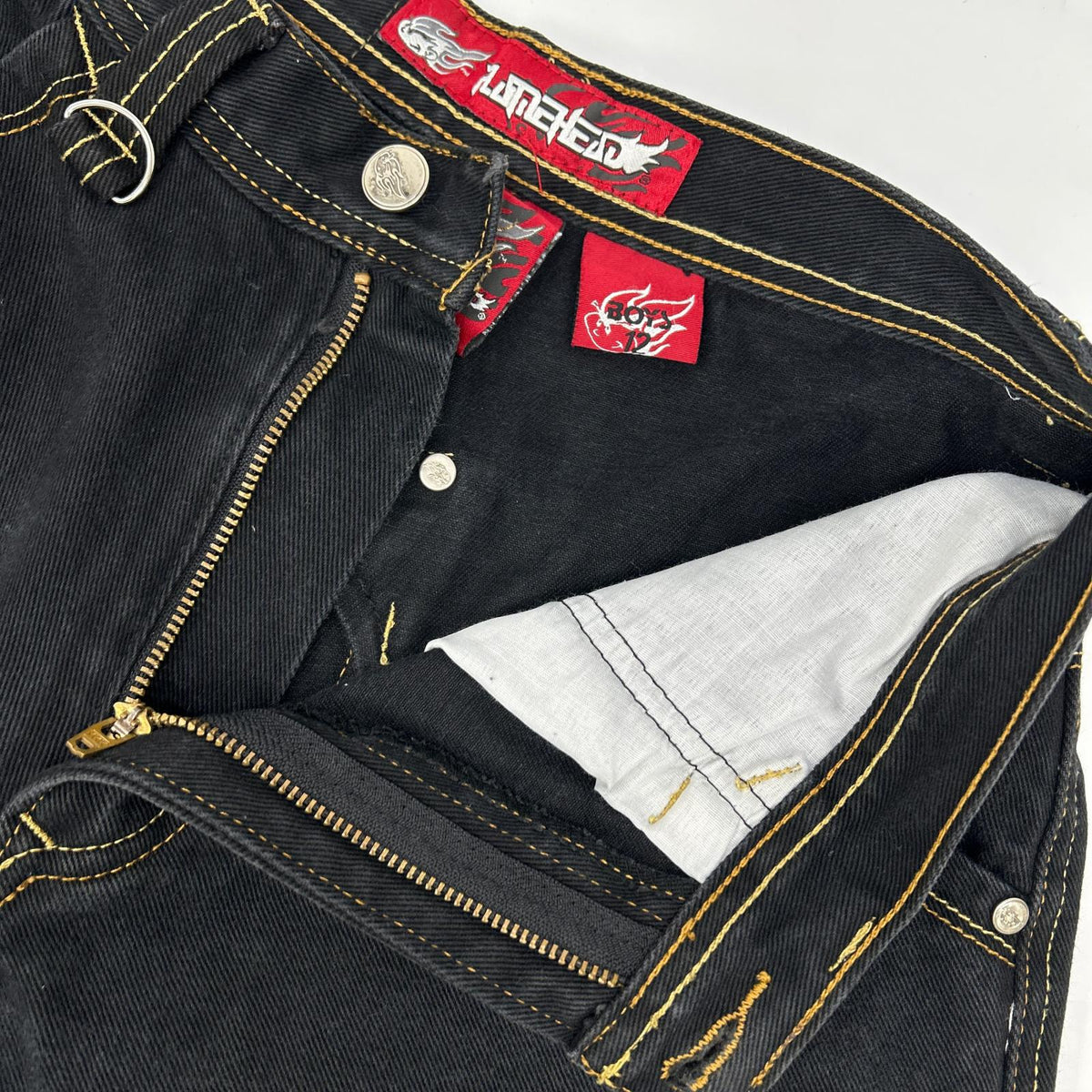 JNCO JEANS 90s Baggy FLAMEHEAD Denim Shorts Black Size 12