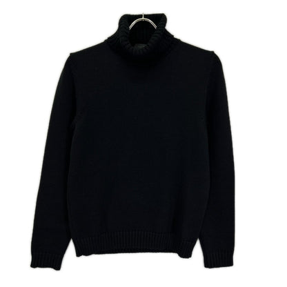 ZANONE Black Merino Mid-Gauge Turtleneck Knit Size 46