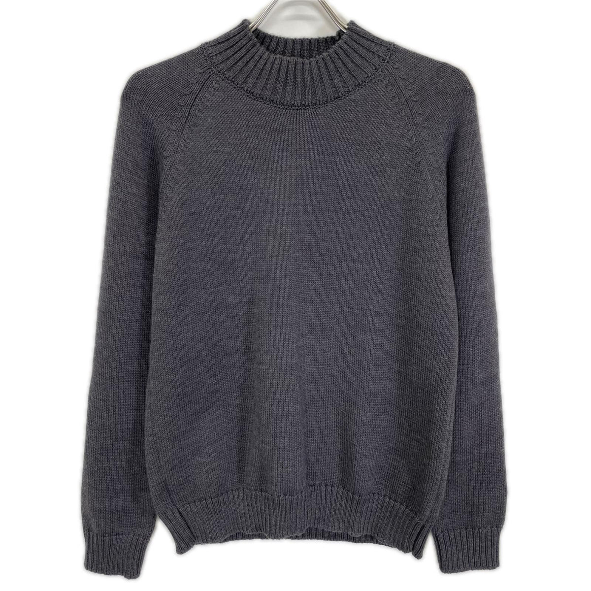 ZANONE Gray 5-Gauge Wool Solid Mock Neck Knit Size 46