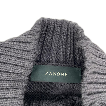 ZANONE Gray 5-Gauge Wool Solid Mock Neck Knit Size 46