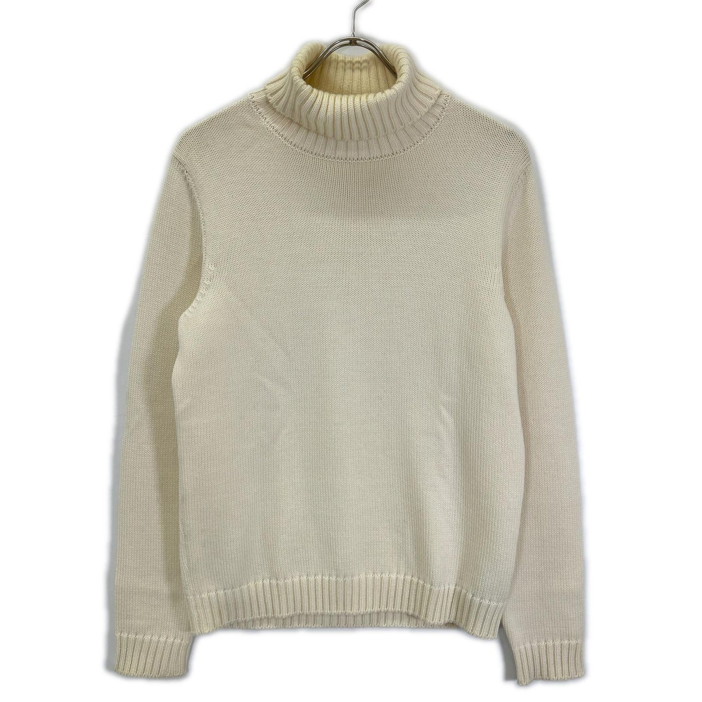 ZANONE Ivory 5-Gauge Wool Solid Turtleneck Knit Size 48