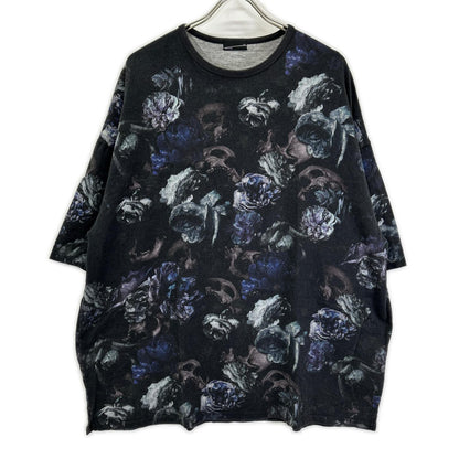LAD MUSICIAN 21AW Skull Floral Print T-Shirt Black Size M