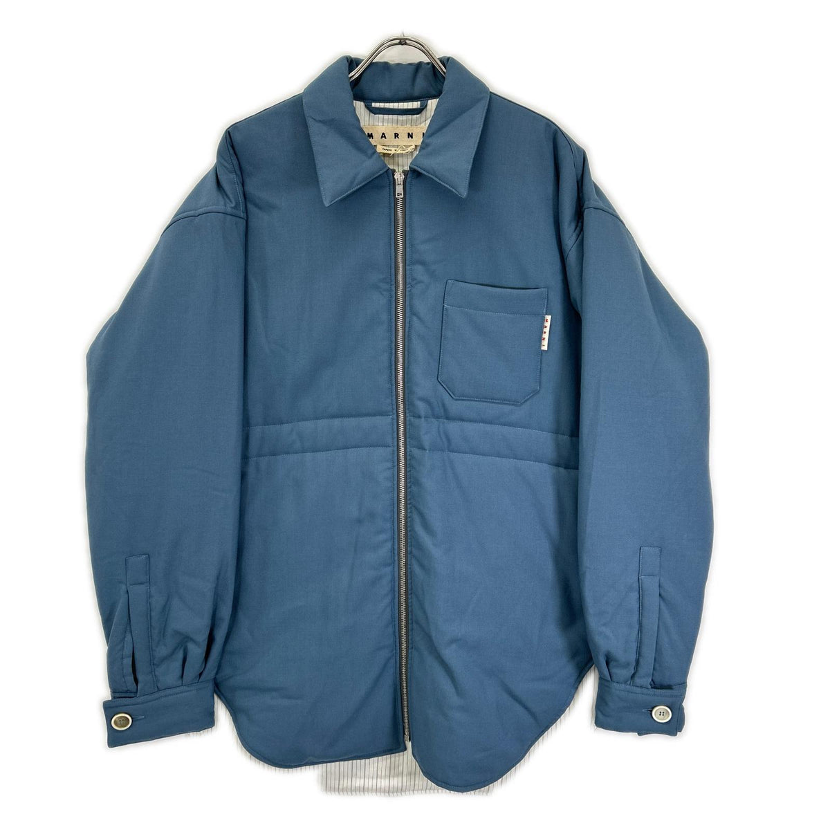 MARNI 20AW Wool Padded Shirt Blouson Blue Size 44