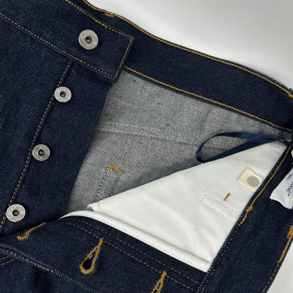 OFF-WHITE 90S Logo Raw Denim Shorts Indigo Size 30