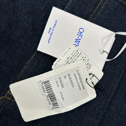 OFF-WHITE 90S Logo Raw Denim Shorts Indigo Size 30