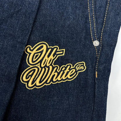 OFF-WHITE 90S Logo Raw Denim Shorts Indigo Size 30
