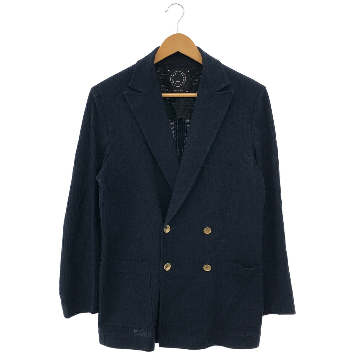 T-JACKET Navy Cotton Stretch Double-Breasted Jacket Size M