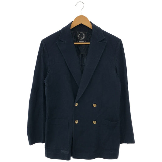 T-JACKET Navy Cotton Stretch Double-Breasted Jacket Size M
