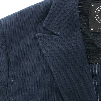 T-JACKET Navy Cotton Stretch Double-Breasted Jacket Size M