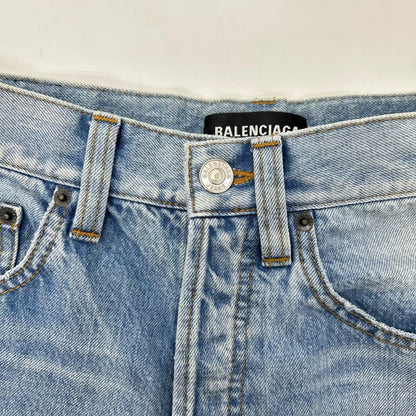BALENCIAGA '18 534522 TYE14 Indigo Denim Shorts Size 29