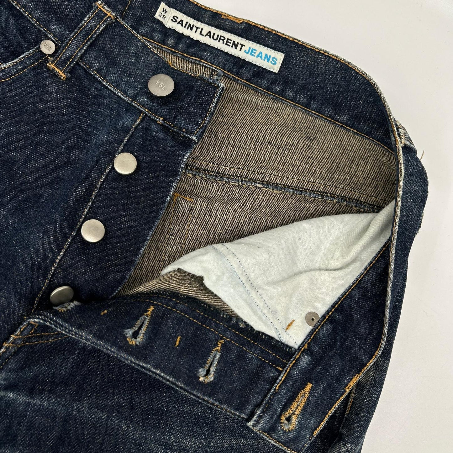 SAINT LAURENT JEANS YP00-092 Button Fly Indigo Jeans Size 28