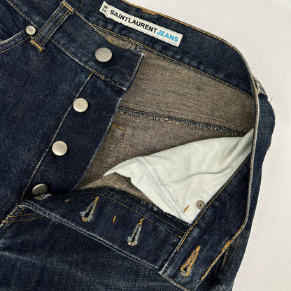 SAINT LAURENT JEANS YP00-092 Button Fly Indigo Jeans Size 28