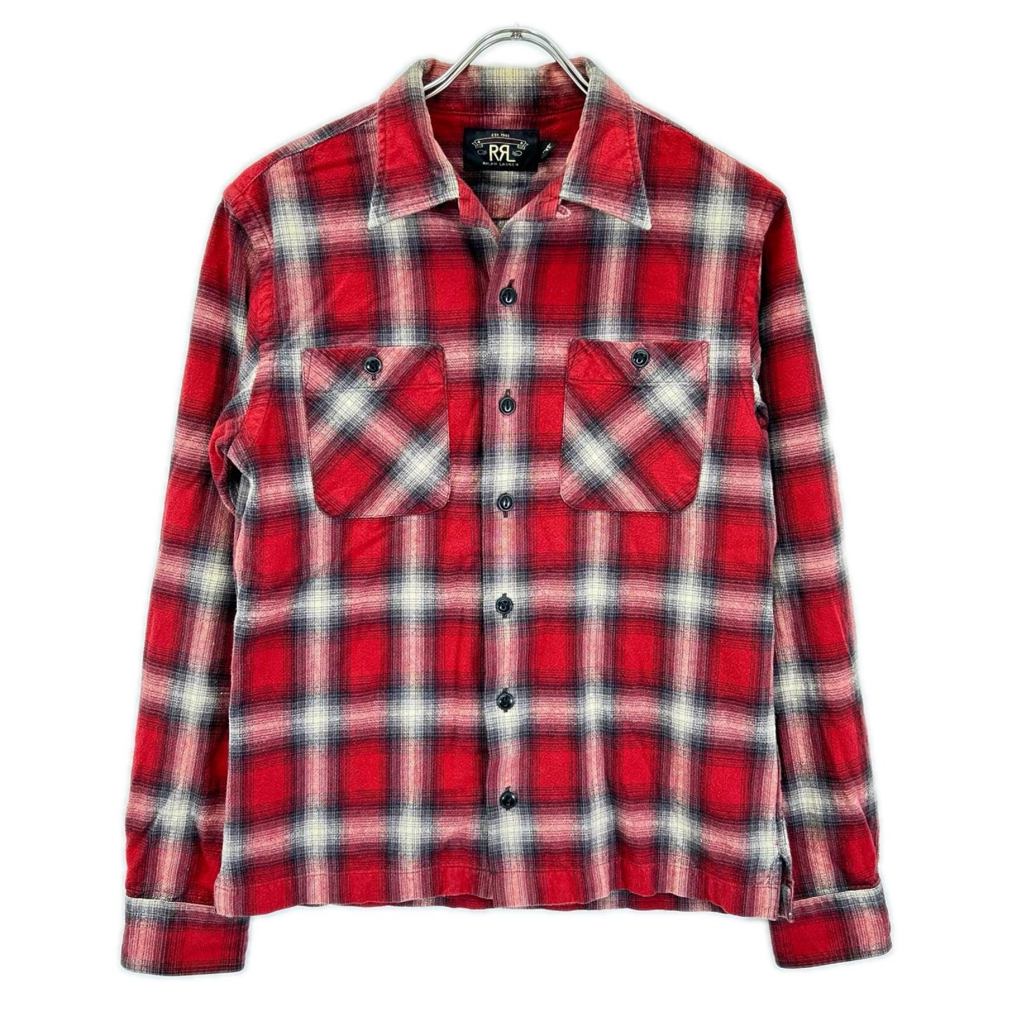 RRL Red Cotton Double Pocket Check Shirt Size 165/88A