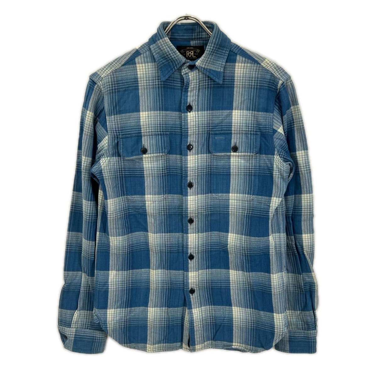 RRL Blue Cotton Double Pocket Check Shirt Size XS