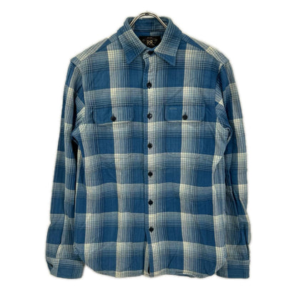 RRL Blue Cotton Double Pocket Check Shirt Size XS