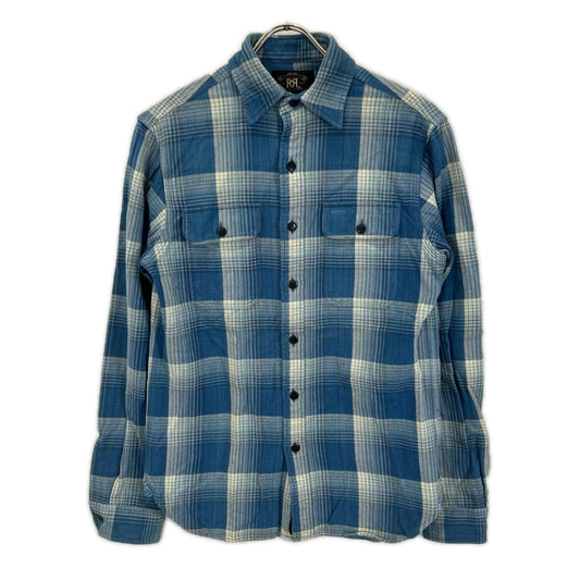 RRL Blue Cotton Double Pocket Check Shirt Size XS
