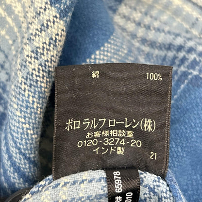 RRL Blue Cotton Double Pocket Check Shirt Size XS