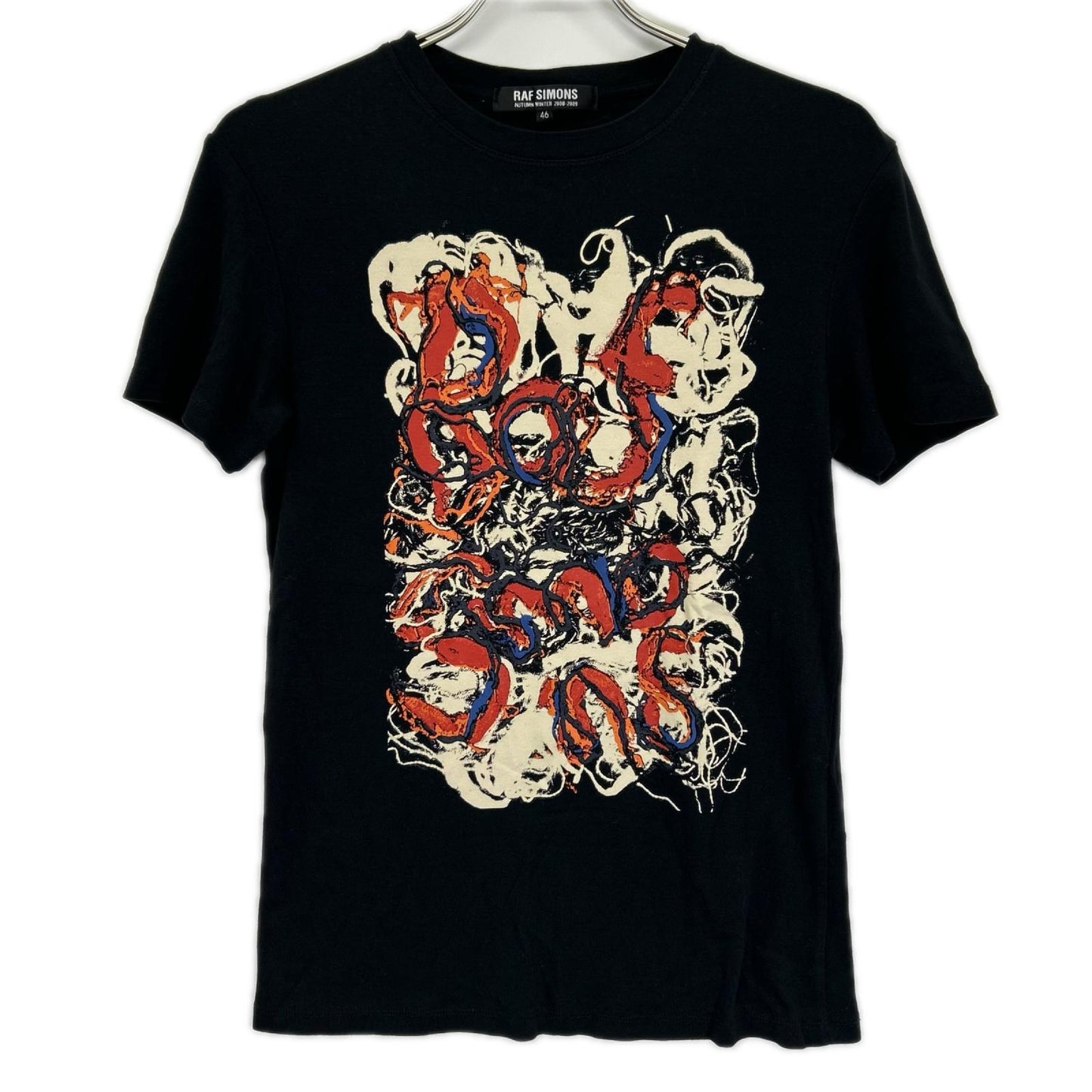 RAF SIMONS 08AW Black FireBoiledTee Size 46
