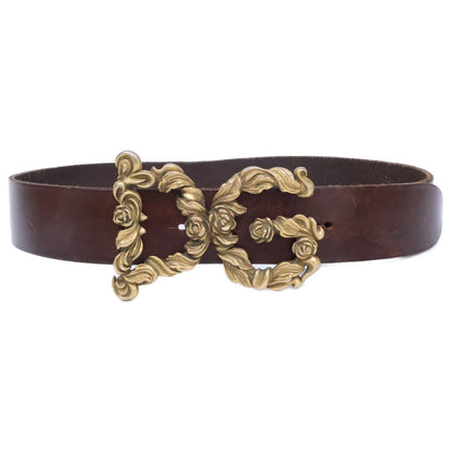 DOLCE&GABBANA DG Buckle Leather Belt Brown Size 80CM-32INCH