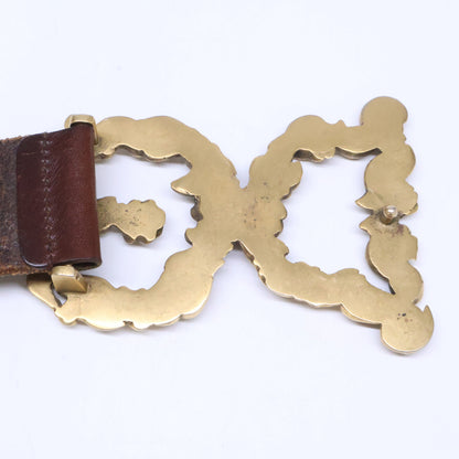 DOLCE&GABBANA DG Buckle Leather Belt Brown Size 80CM-32INCH