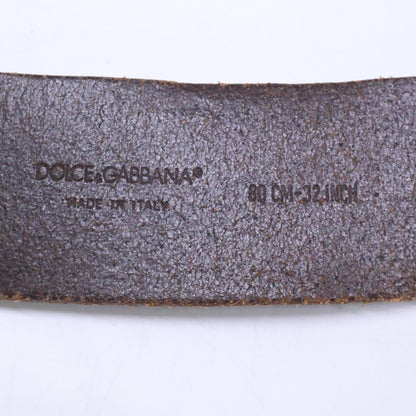 DOLCE&GABBANA DG Buckle Leather Belt Brown Size 80CM-32INCH