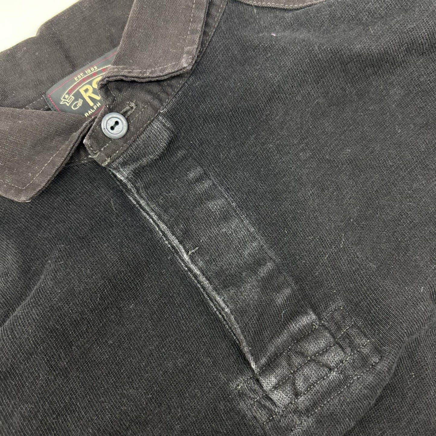 RRL Charcoal Elbow Patch Henley Top Size XS