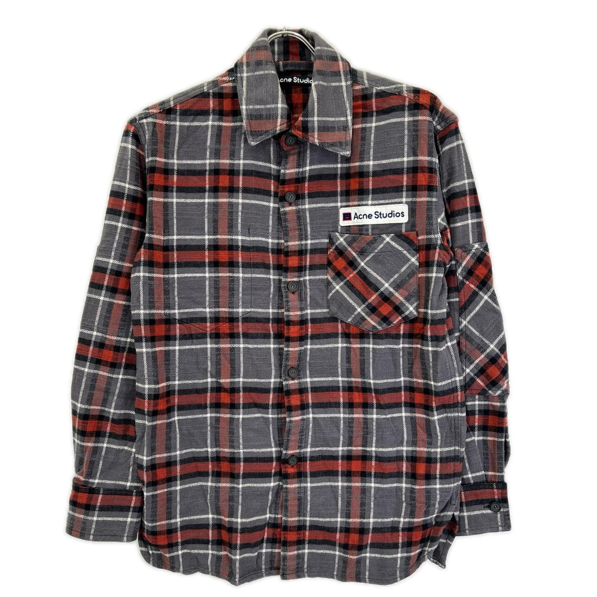 ACNE STUDIOS Grey Red Check Flannel Shirt Size XXS
