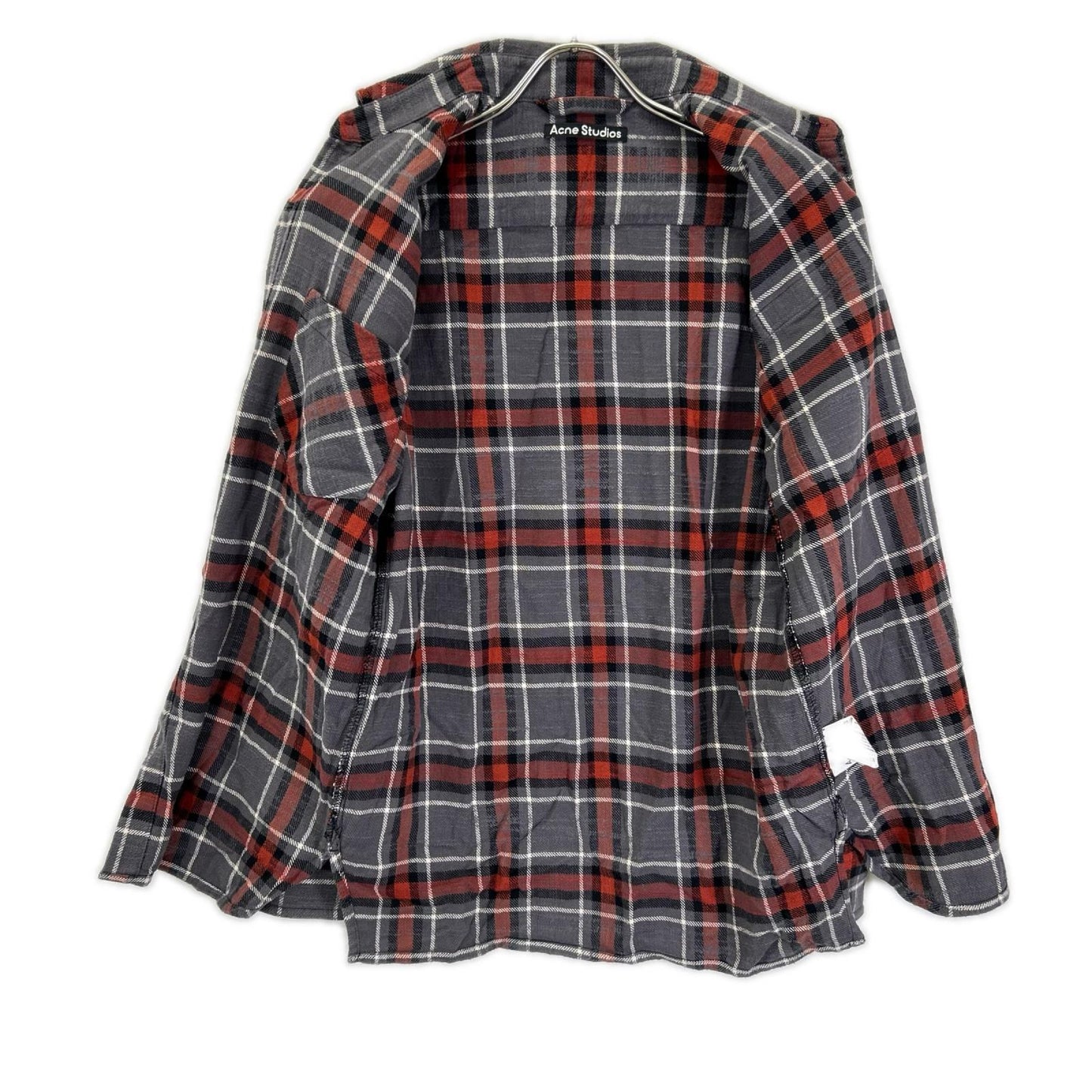 ACNE STUDIOS Grey Red Check Flannel Shirt Size XXS