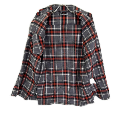 ACNE STUDIOS Grey Red Check Flannel Shirt Size XXS