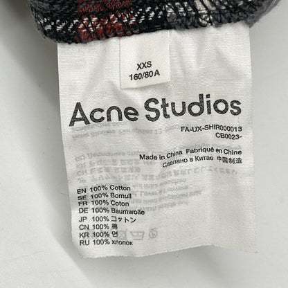 ACNE STUDIOS Grey Red Check Flannel Shirt Size XXS