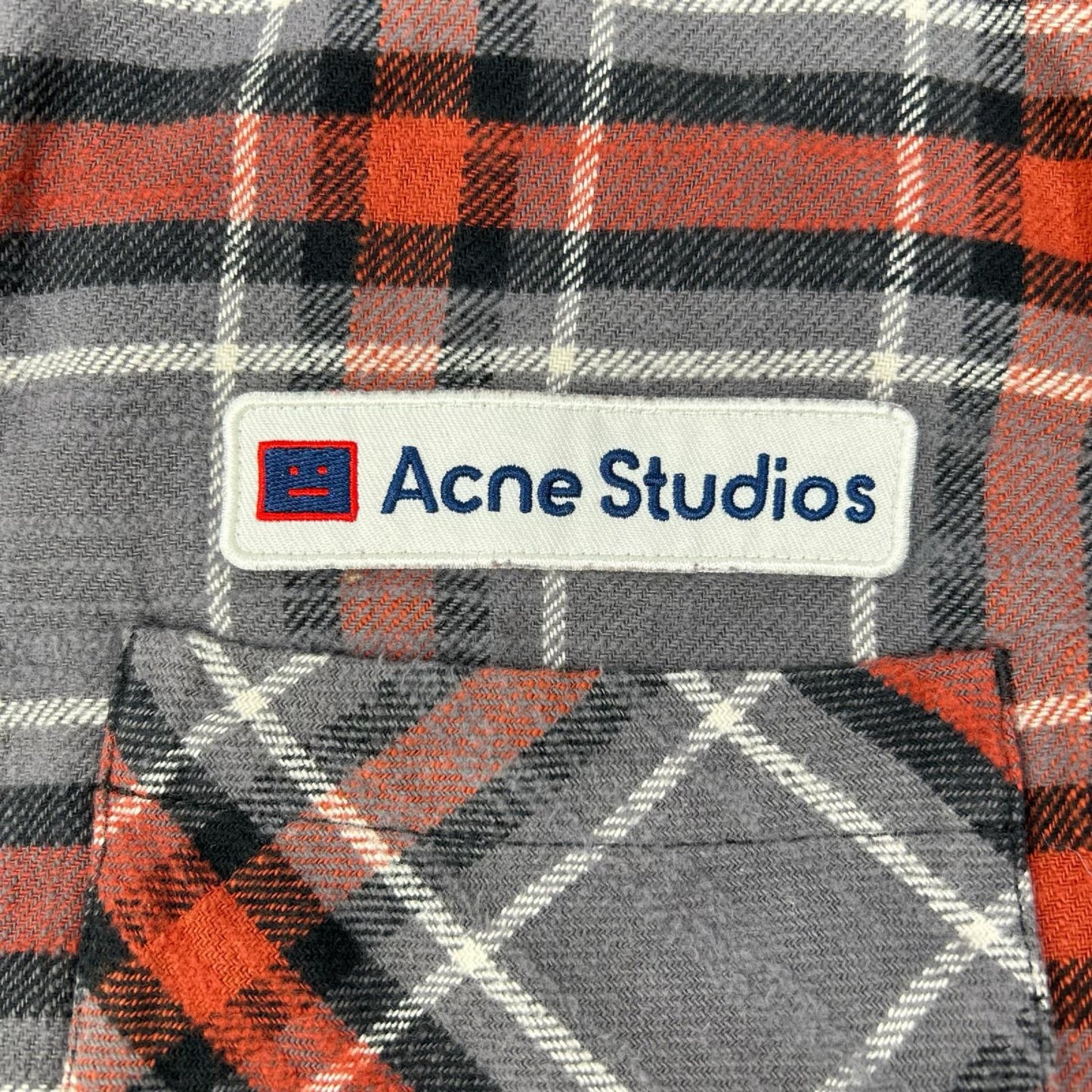ACNE STUDIOS Grey Red Check Flannel Shirt Size XXS