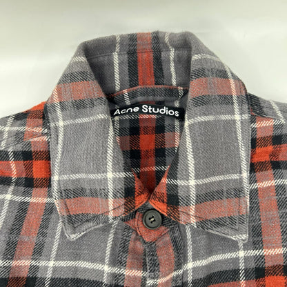 ACNE STUDIOS Grey Red Check Flannel Shirt Size XXS