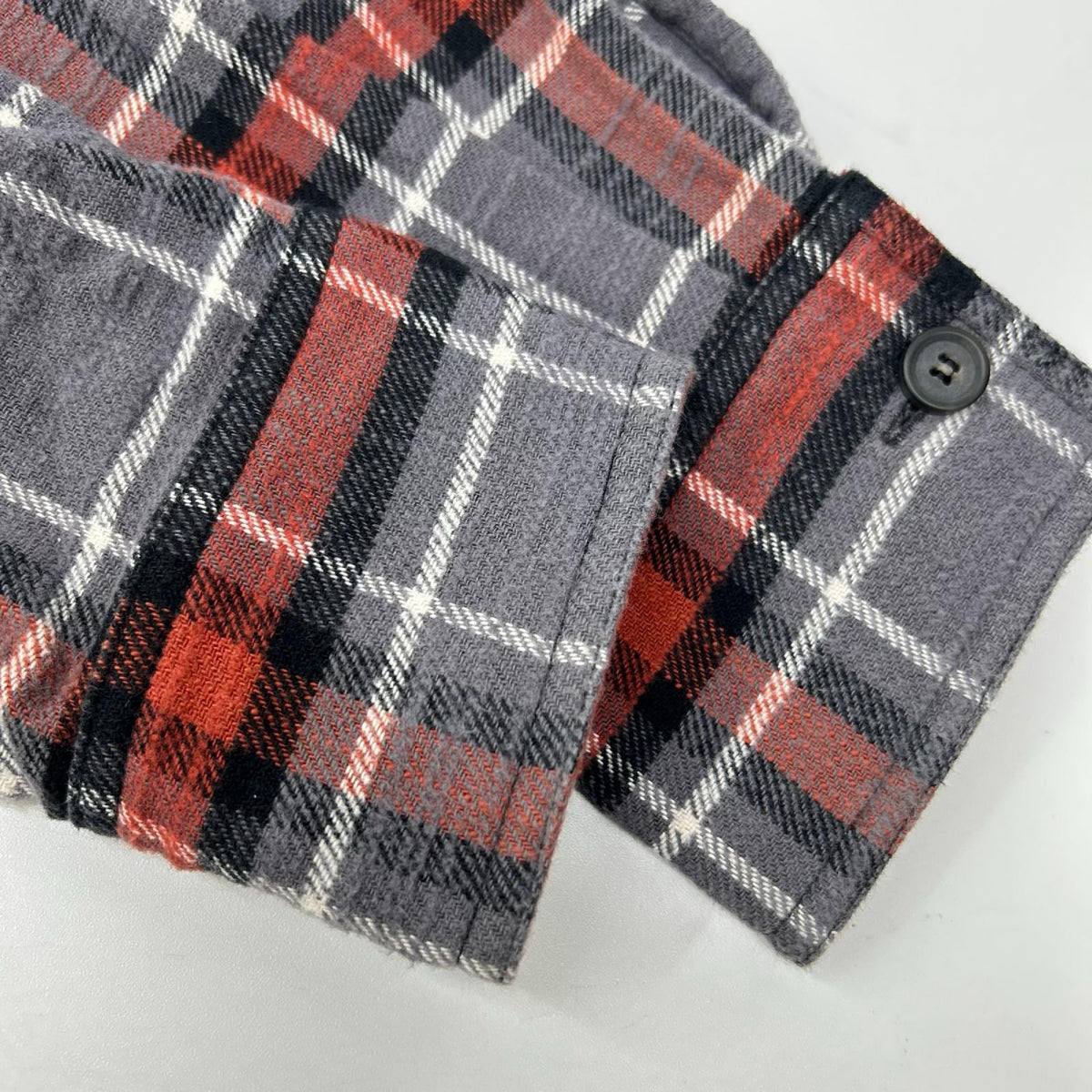 ACNE STUDIOS Grey Red Check Flannel Shirt Size XXS