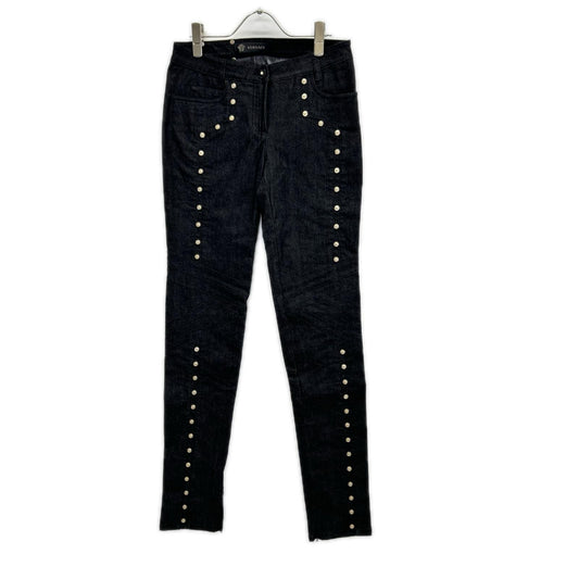 GIANNIVERSACE Black Gold Medusa Button Jeans Size 26