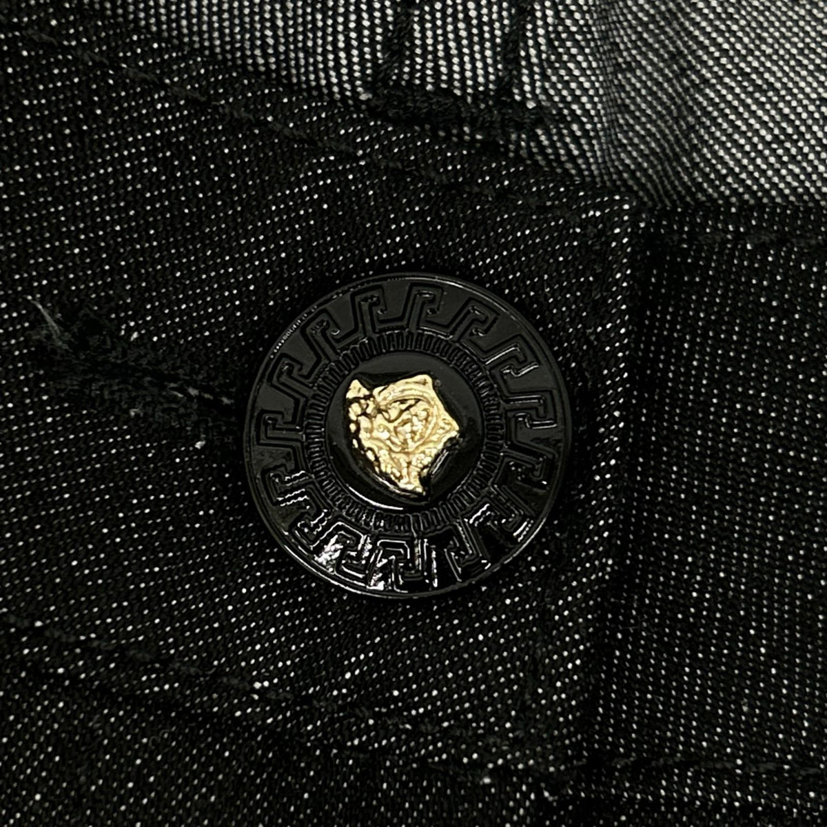 GIANNIVERSACE Black Gold Medusa Button Jeans Size 26