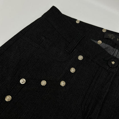 GIANNIVERSACE Black Gold Medusa Button Jeans Size 26