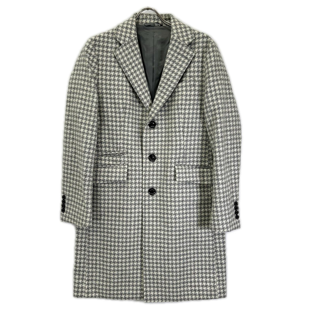 EPOCA UOMO 24AW White Gray Houndstooth Chester Coat Size 44