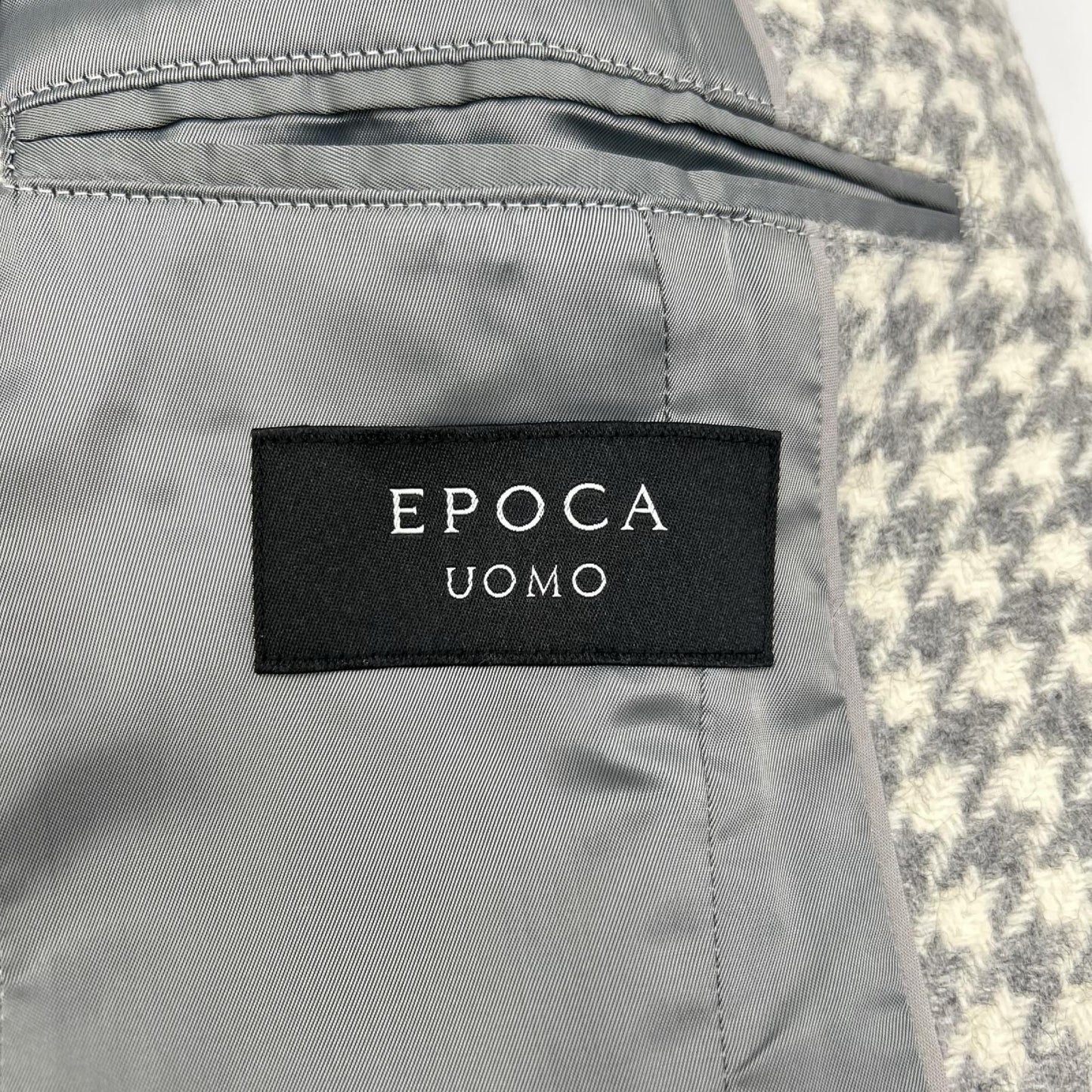 EPOCA UOMO 24AW White Gray Houndstooth Chester Coat Size 44