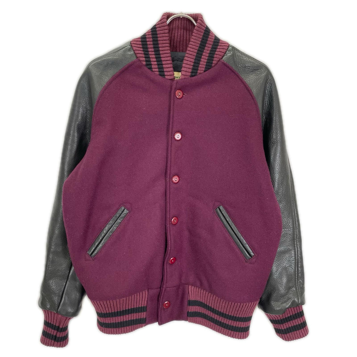 SKOOKUM Bordeaux Melton Wool Varsity Jacket Size 38