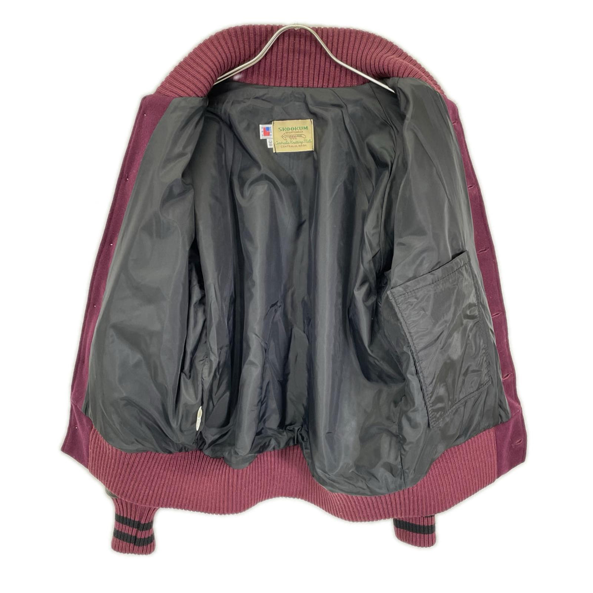 SKOOKUM Bordeaux Melton Wool Varsity Jacket Size 38