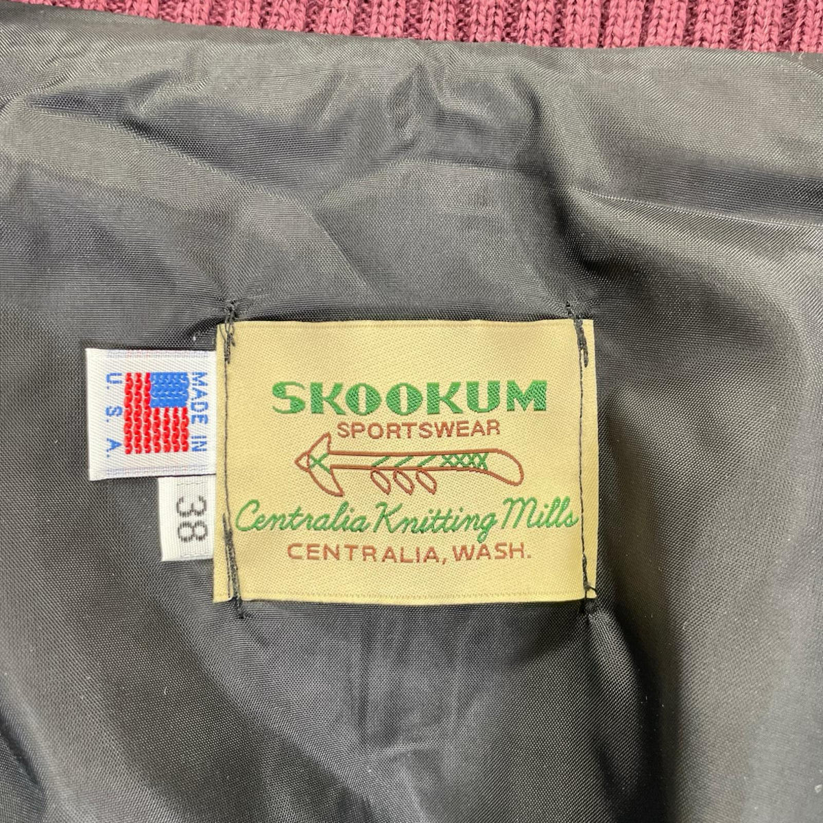 SKOOKUM Bordeaux Melton Wool Varsity Jacket Size 38