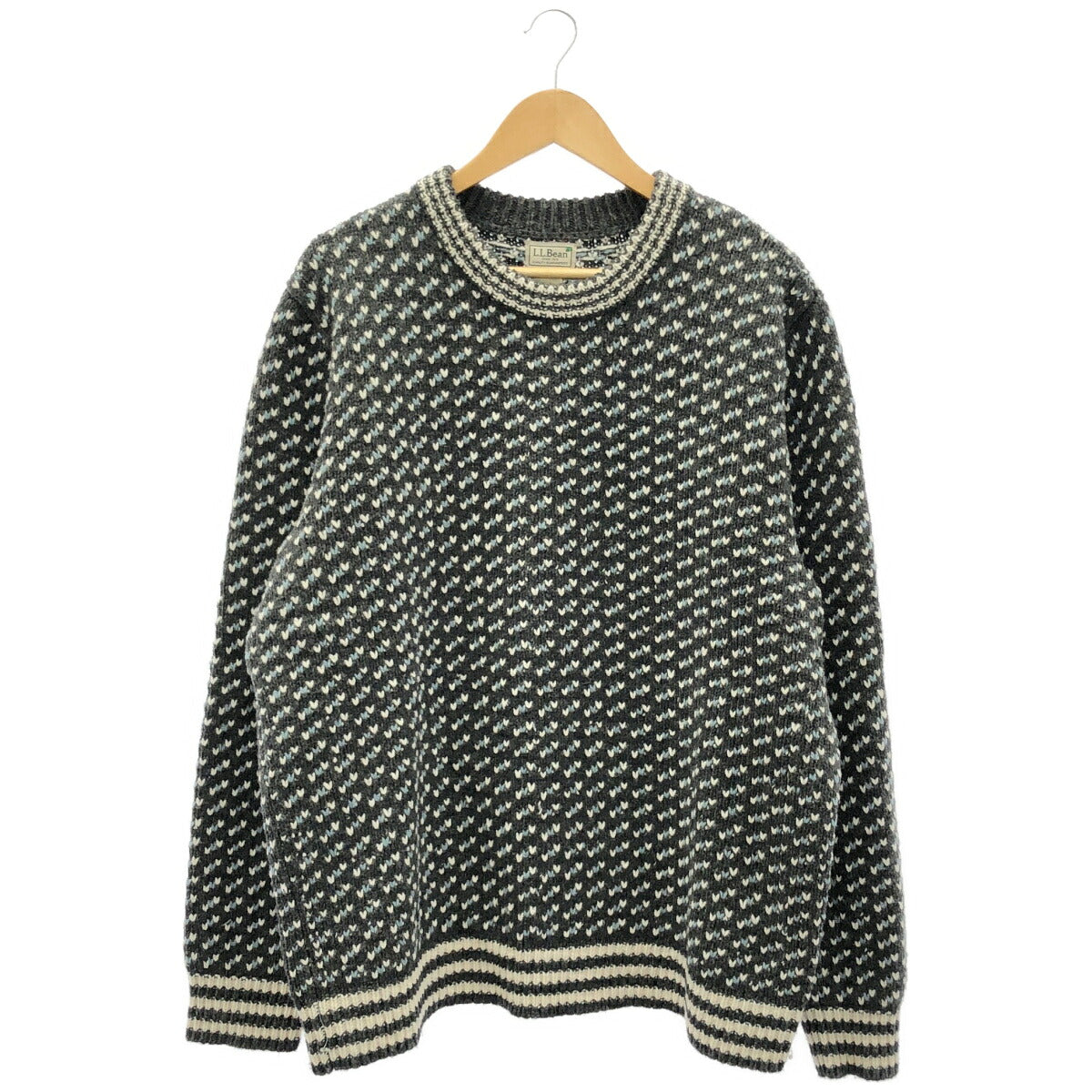 L.L.Bean Classic Rag Wool Birdseye Sweater Gray Size XL