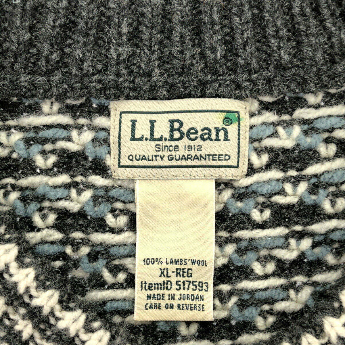 L.L.Bean Classic Rag Wool Birdseye Sweater Gray Size XL