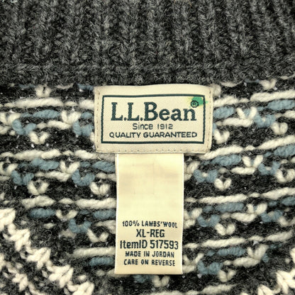 L.L.Bean Classic Rag Wool Birdseye Sweater Gray Size XL